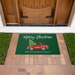 Pinsel Schrift Grün Weihnachten Vintage LKW Groß Fußmatte