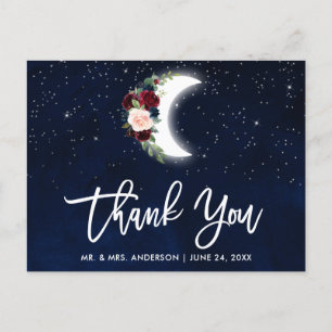 Pinsel Schrift Himmelhochzeit Floral Mond Danke Postkarte