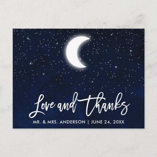 Pinsel Schrift Himmelhochzeit Liebe und Dank Postkarte (Vorderseite)