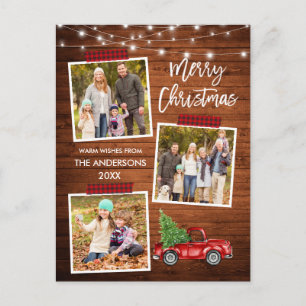 Pinsel Schrift Karo Bastelband LKW Holz Lichter Postkarte