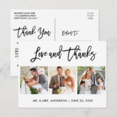 Pinsel Schrift Liebe und Dank Hochzeit 3 Foto Postkarte (Vorne/Hinten)