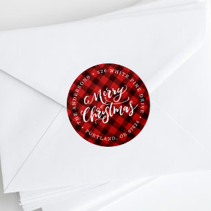 Pinsel Schrift Merry Feiertags-Rücksendeadress-E Runder Aufkleber