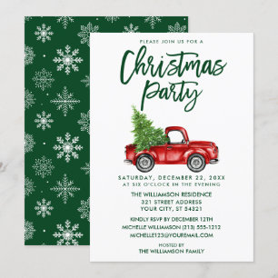 Pinsel Schrift Roter Vintage-LKW Weihnachtsfeier G Einladung