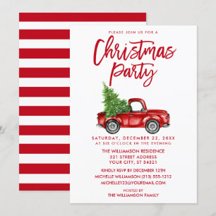 Pinsel Schrift Roter Vintage-LKW Weihnachtsfeier S Einladung