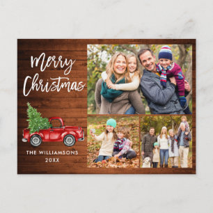 Pinsel Schrift Vintage-LKW 3 Foto Weihnachten Holz Postkarte
