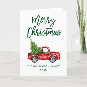 Pinsel Schrift Vintage-LKW Weihnachten Grün gefalt