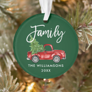 Pinsel-Schriftfamilie Vintage-Roter LKW Grün Ornament