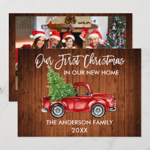Pinsel Schriftzug LKW Holz Erstes Weihnachten Zuha