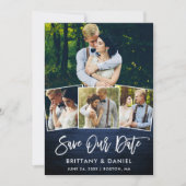 Pinsel Script Blue Wood 4 Foto Rettete Unsere Datu Save The Date (Vorderseite)