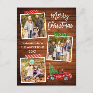 Pinsel Script Craft Tape Wood Red Truck Weihnachte Postkarte