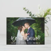 Pinsel Script Modern Wir haben Verheiratetes Foto Ankündigung (Stehend Vorderseite)