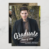 Pinsel Script Moderner Abschluss 2-Foto-Party Einladung (Vorne/Hinten)