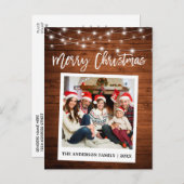 Pinsel Script Sofortkamera Foto Wood Weihnachten Postkarte (Vorne/Hinten)