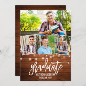 Pinsel Script Wood Lights 4 Foto Abschluss Ankündigung (Vorne/Hinten)