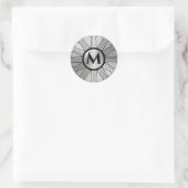 Pinsel Silver Monogram Art Deco Runder Aufkleber (Tasche)