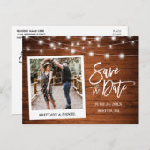 Pinsel Skript Instant Camera Wood Save the Date Postkarte (Vorne/Hinten)
