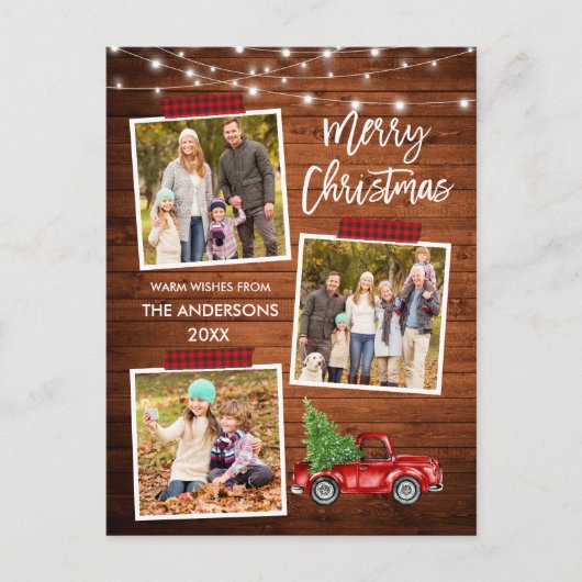 Pinsel Skript Kariertes Handwerk Truck Holzleuchte Postkarte (Vorderseite)