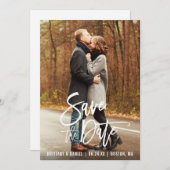 Pinsel Skript-Verlobung Save the Date Fotokarte (Vorne/Hinten)