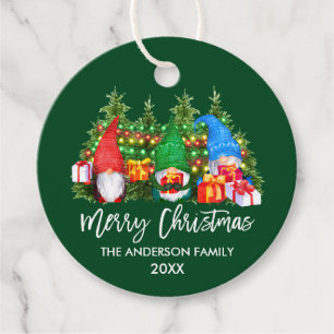 Pinsel Skript Weihnachtsleuchten Gnomes Green Geschenkanhänger