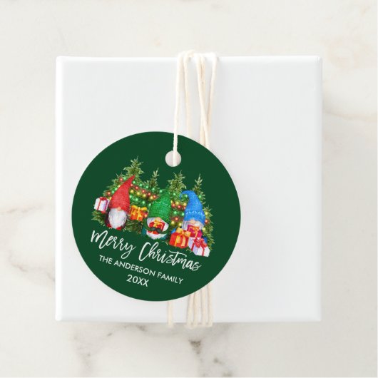 Pinsel Skript Weihnachtsleuchten Gnomes Green Geschenkanhänger (Beispiel)