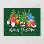 Pinsel Skript Weihnachtsleuchten Gnomes Green Postkarte (Vorderseite)