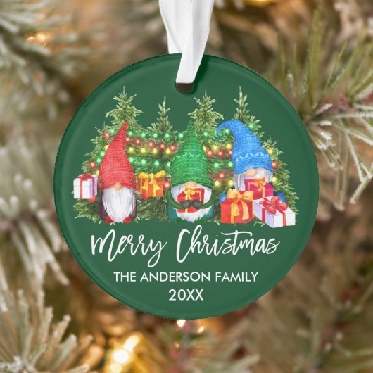 Pinsel Skript Weihnachtslicht Wasserfarben Gnomes Ornament (Baum)