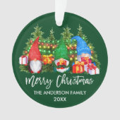 Pinsel Skript Weihnachtslicht Wasserfarben Gnomes Ornament (Vorderseite)