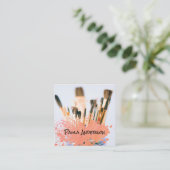 Pinsel | Spatter | Künstlerisch Quadratische Visitenkarte (Stehend Vorderseite)