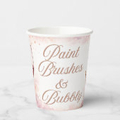 Pinsel & Sprudelrosa Wasserfarbe Paint & Sip Pappbecher (Links)