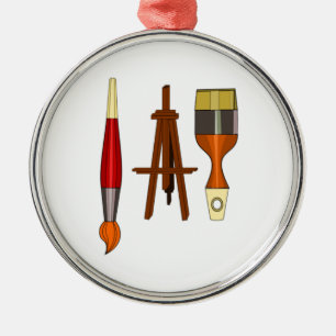 Pinsel und Art Easel Ornament Aus Metall