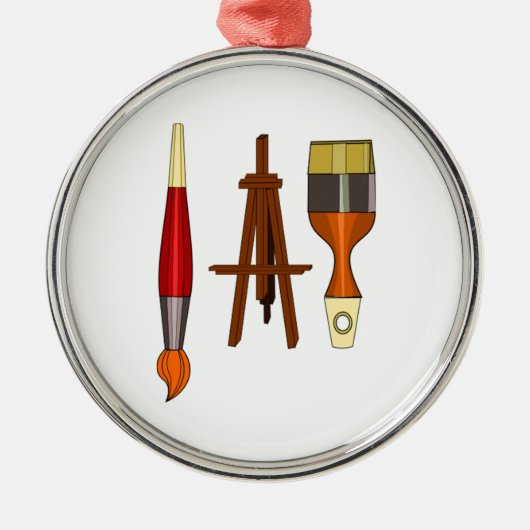 Pinsel und Art Easel Ornament Aus Metall (Vorne)