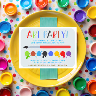 Pinsel und Farben Kinder Kunst Geburtstagsparty Einladung