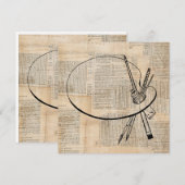 Pinsel und Farbpalette Vintage Kunst Feiertagskarte (Vorne/Hinten)