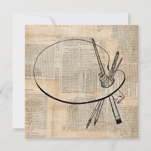 Pinsel und Farbpalette Vintage Kunst Feiertagskarte (Vorderseite)