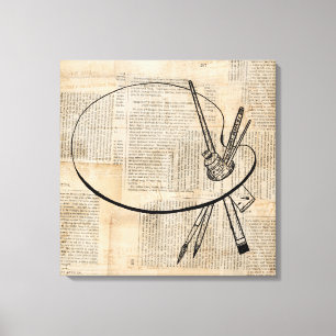 Pinsel und Farbpalette Vintage Kunst Leinwanddruck