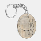 Pinsel und Farbpalette Vintage Kunst Schlüsselanhänger (Vorderseite links)