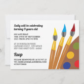 Pinsel und Palette, Kunst und Handwerk Geburtstag Einladung (Rückseite)