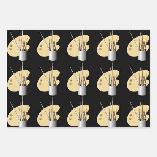 Pinsel und Palette von Künstlern Geschenkpapier Set (Vorderseite 2)