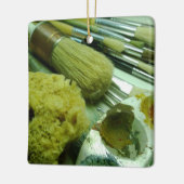 Pinsel und Pinsel Keramikornament (Links)