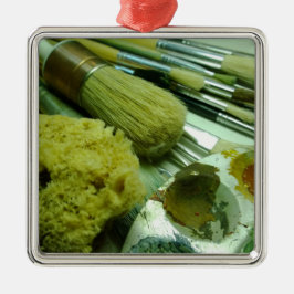 Pinsel und Pinsel Ornament Aus Metall