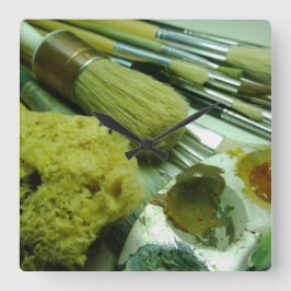 Pinsel und Pinsel Quadratische Wanduhr