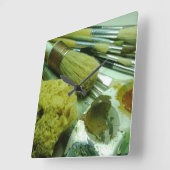Pinsel und Pinsel Quadratische Wanduhr (Winkel)