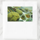 Pinsel und Pinsel Rechteckiger Aufkleber (Tasche)