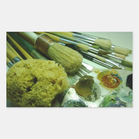 Pinsel und Pinsel Rechteckiger Aufkleber (Vorderseite)