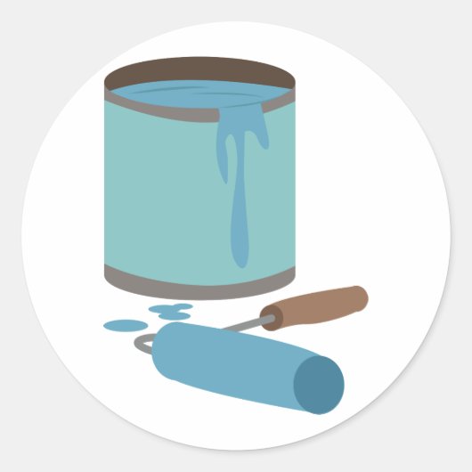 Pinsel und Rollen Runder Aufkleber (Vorderseite)