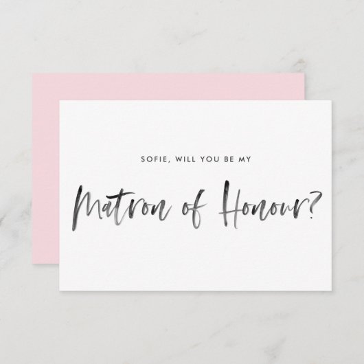 Pinselbriefe pink sein meine Ehrenmatrone Einladung (Vorne/Hinten)