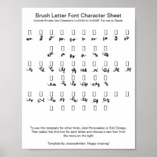 Pinselbuchstaben-Schriftzeichenblatt-Schwünge Poster