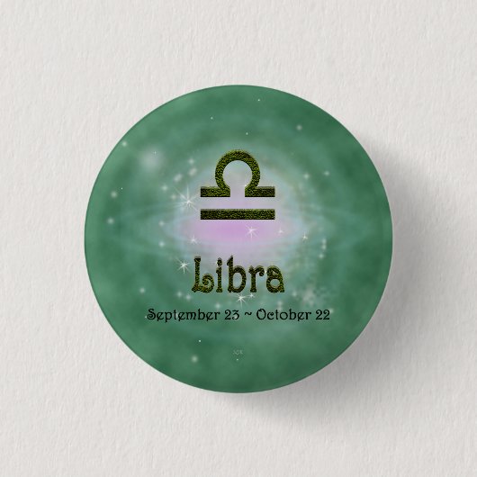 Pinselfarbe Libra Zodiac Astrologisches Zeichen Button (Vorderseite)