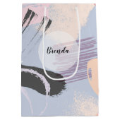 Pinselfarben Pinselstriche Collage Muster Mittlere Geschenktüte (Rückseite)