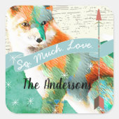 Pinselfuchs oder Shiba Inu Quadratischer Aufkleber (Vorderseite)